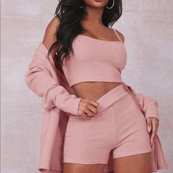 NWOT crop cami top with coat & short set - Picture 3 of 4